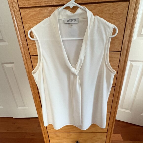 Kasper Sleeveless White Dress Blouse. Large - Picture 1 of 4